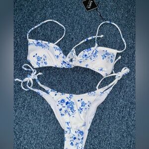 Zaful Blue Floral Print Bikini (NWT)
